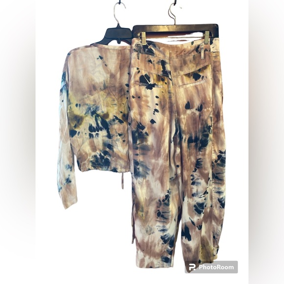 Zara Drawstring Tie Dye Blouse & Balloon Pants Set size M - Picture 4 of 10